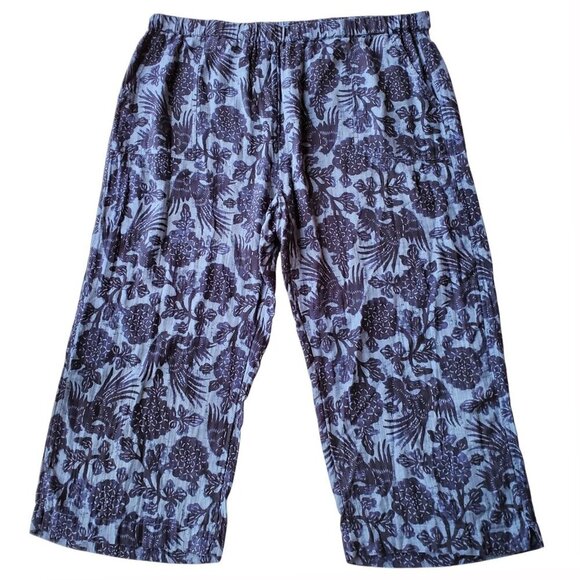 Encore by Idina Menzel Petite Cotton Gauze Ankle Pants Blue Floral Print 2XP - Picture 6 of 16